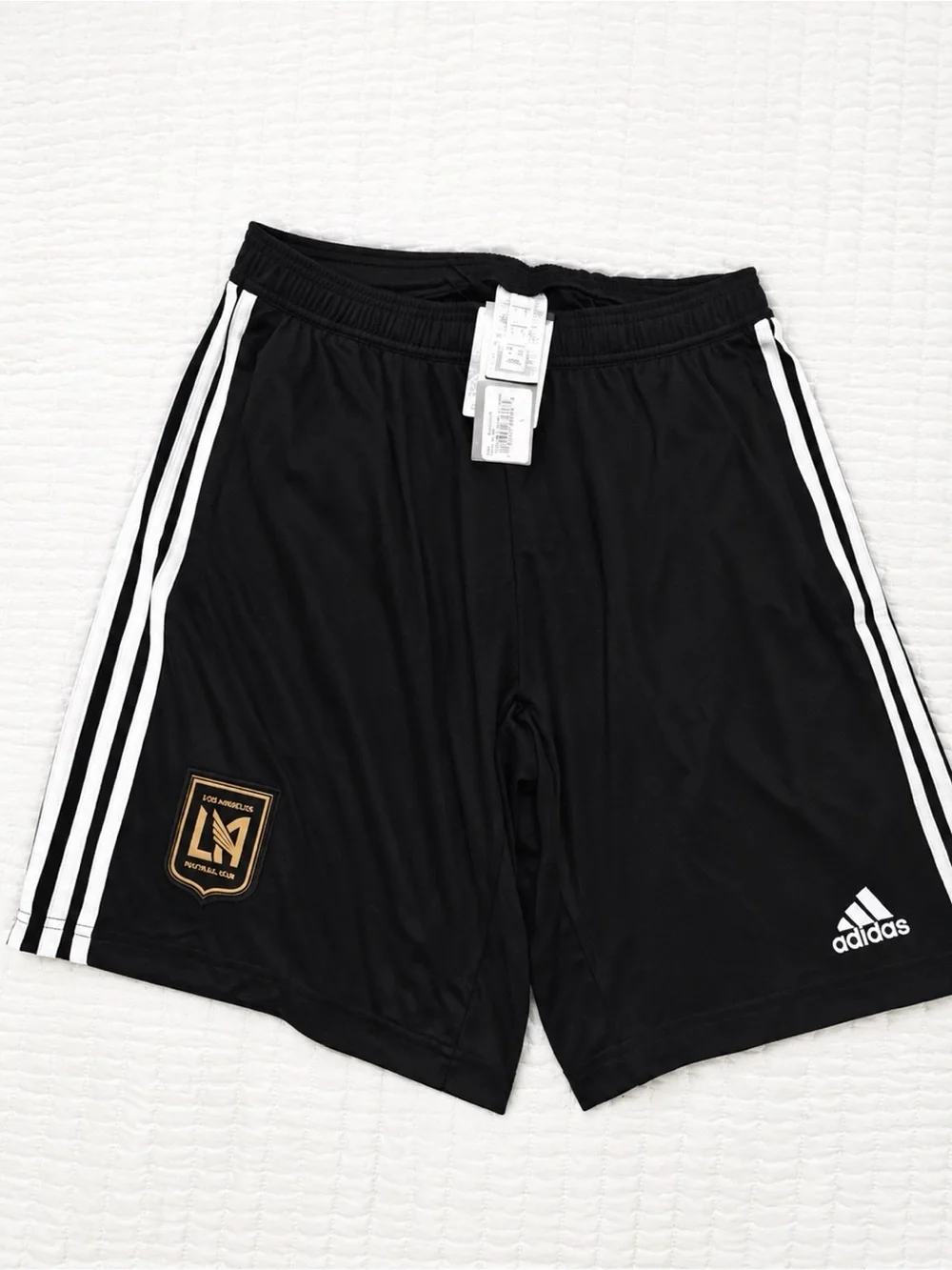 Adidas LAFC Men’s Black Athletic Shorts with White Stripes